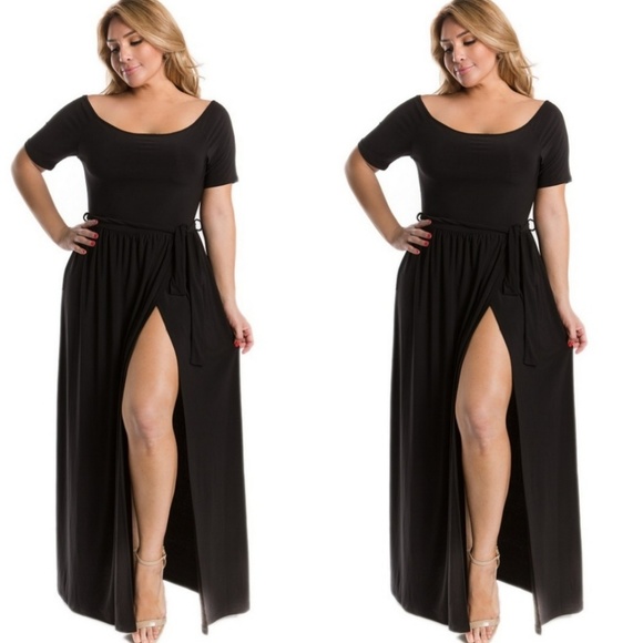 Dresses & Skirts - Plus Size Black Maxi Dress With High Slit